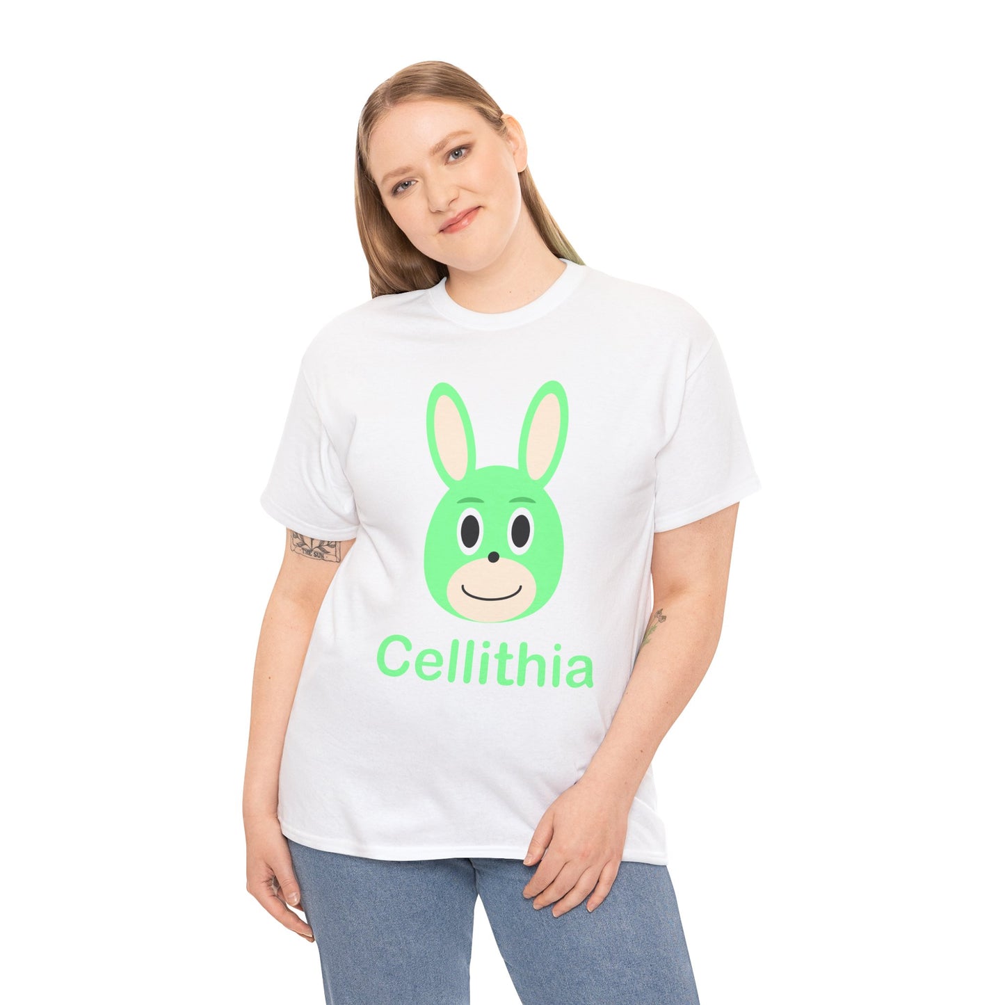 Cellithia Green Rabbit Unisex Heavy Cotton Tee - White