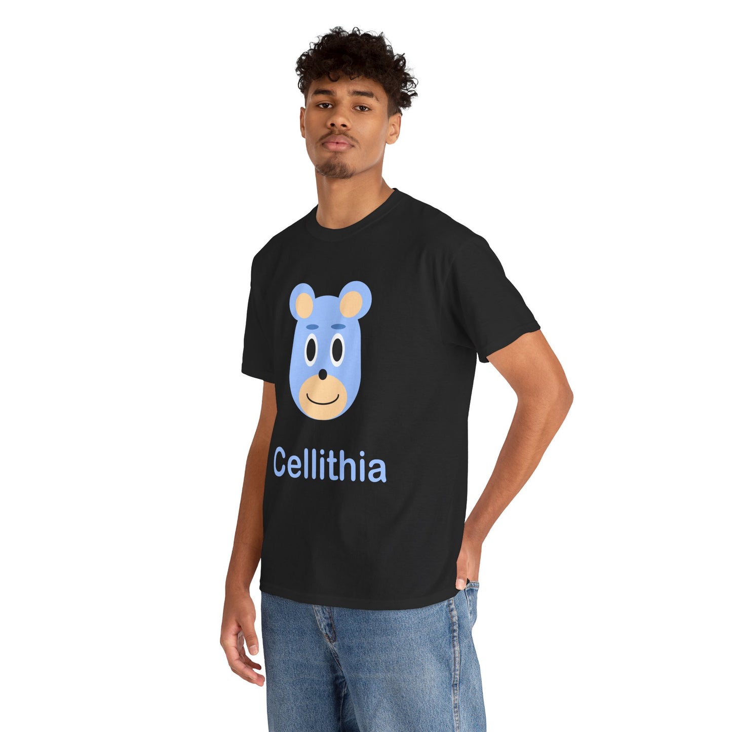 Cellithia Blue Bear Unisex Heavy Cotton Tee - Black