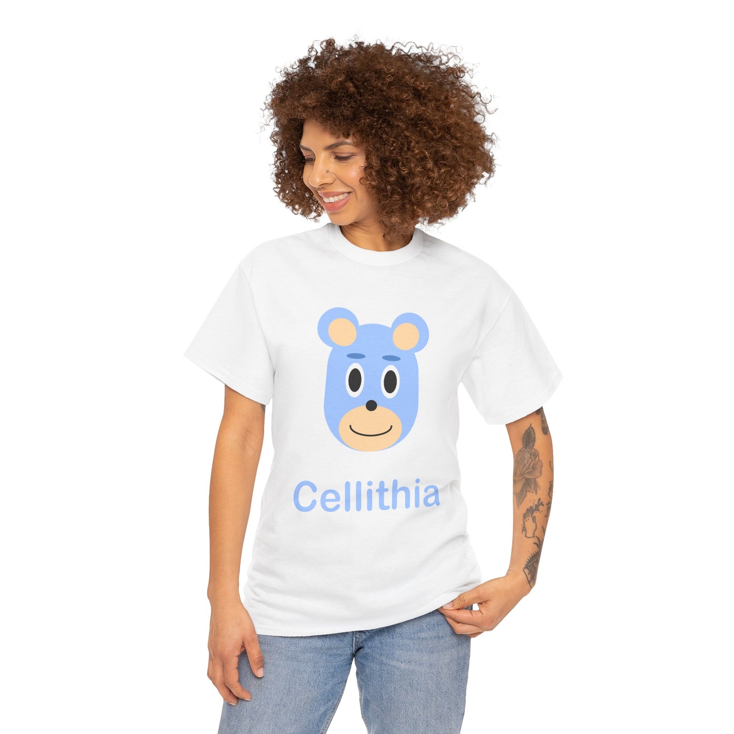 Cellithia Blue Bear Unisex Heavy Cotton Tee - White